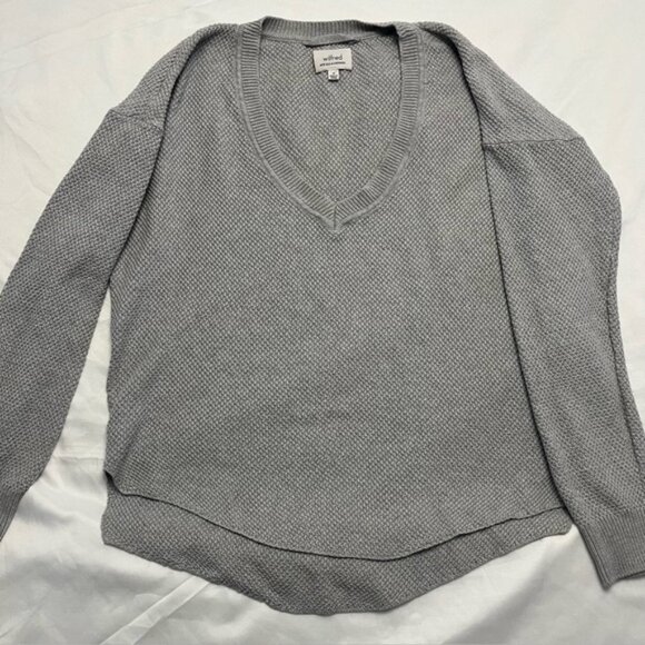 Aritzia Wilfred Silk Cashmere V-Neck Sweater Grey M - Picture 1 of 8